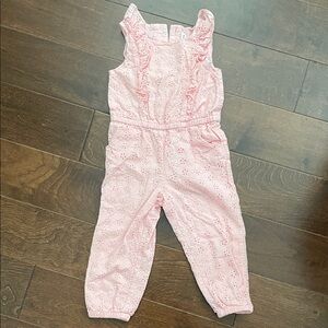 Janie and Jack Pink Eyelet Ruffle Romper
